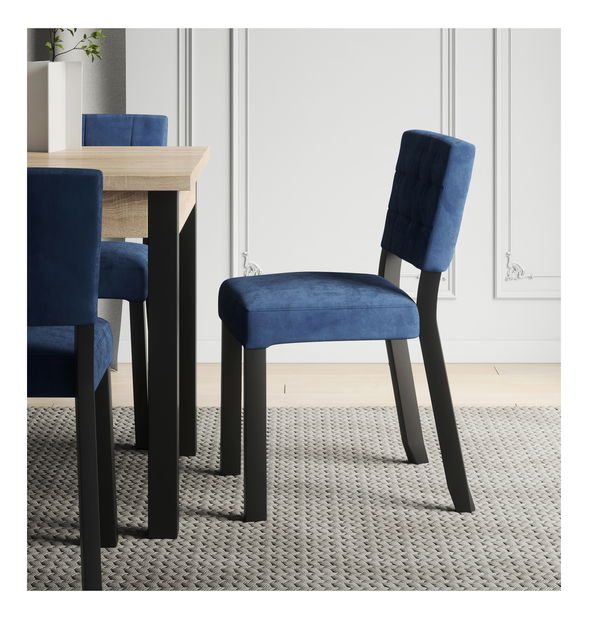 Scaun sufragerie Raviel80 (Stejar sonoma + Negru + kronos 27128)