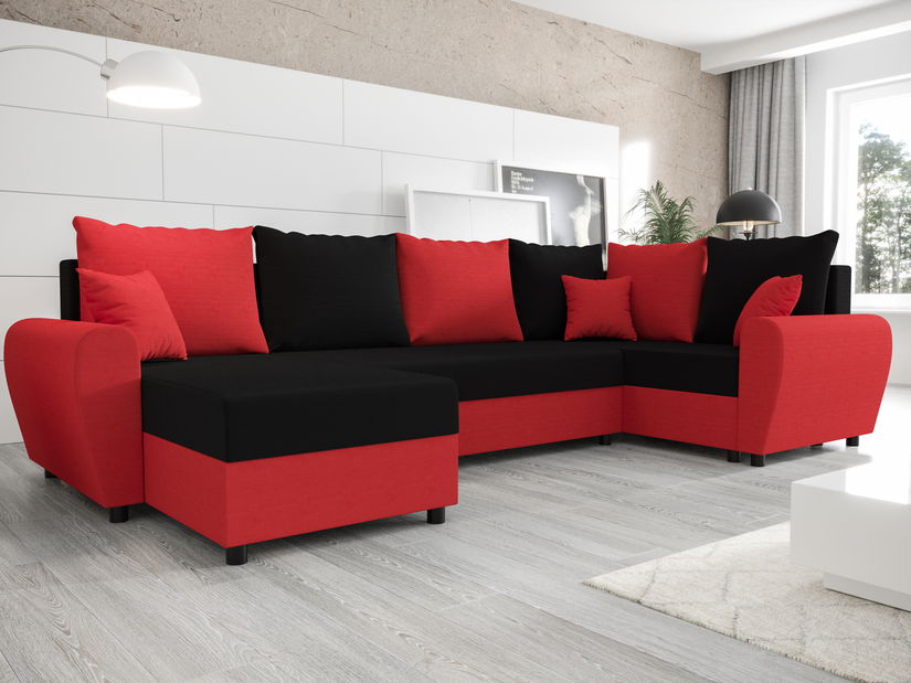 Colțar în formă de U Fleur Long (Roșu + Negru) (D)