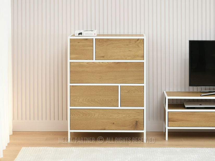 Comodă Soren Kom (stejar + alb)