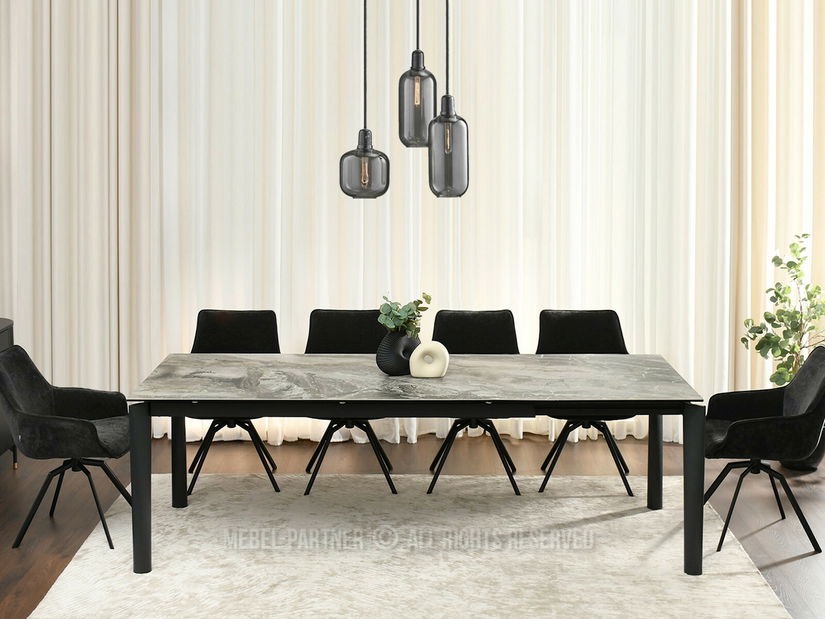 Masă sufragerie Telefonico (marmură + negru)