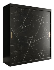 Dulap de haine 180 cm Marbelo T (mat negru + marmură neagră)