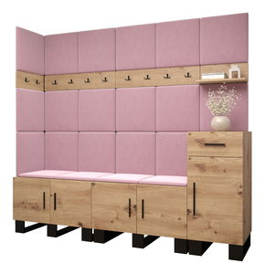 Set mobilier pentru hol Amanda 9 (Stejar artisan + roz)