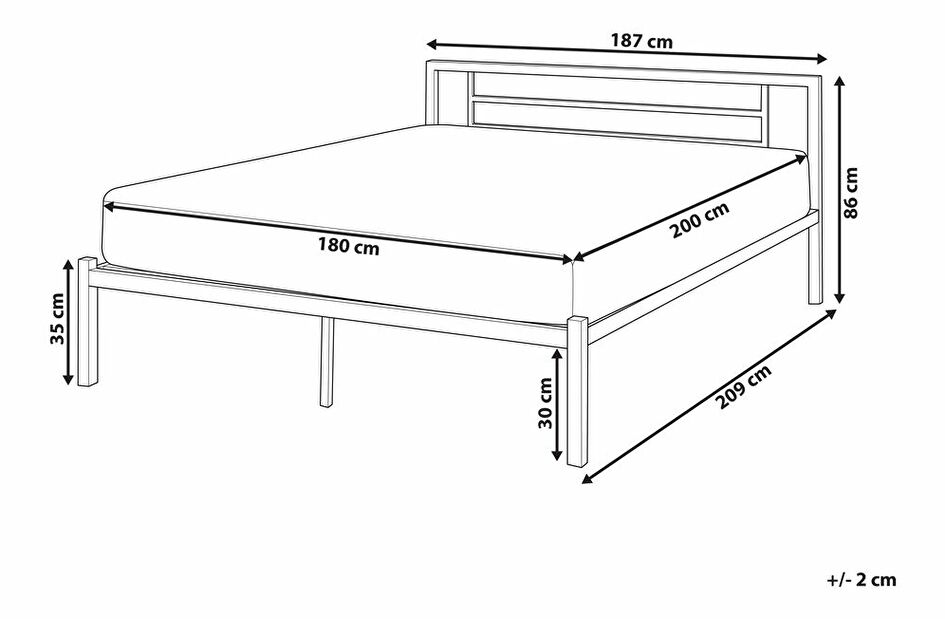 Franciaágy 180 cm CONNET (ágyráccsal) (fekete)