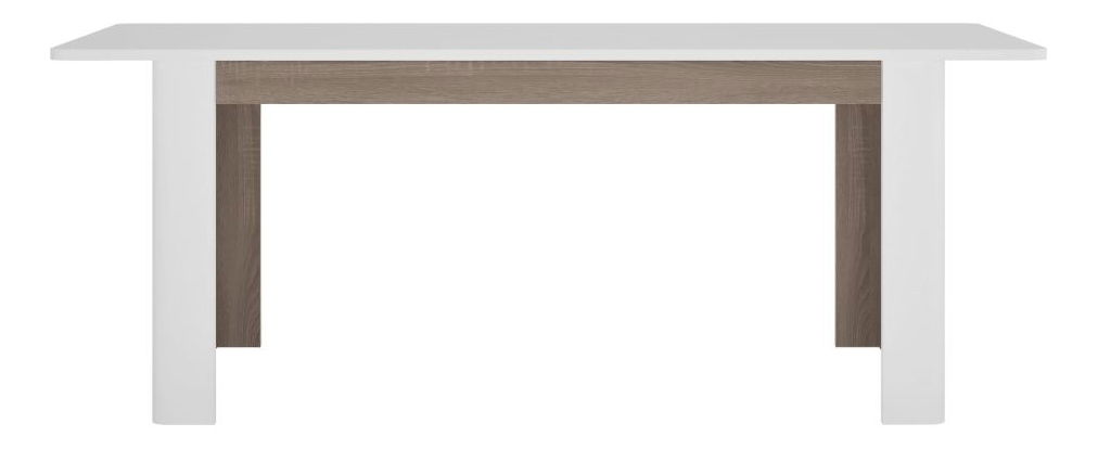 Masă de sufragerie Lynatut Typ 75 (alb ultralucios + stejar sonoma trufă închis) (pentru 6-8 persoane)