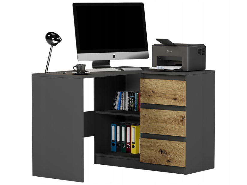 Sarok PC asztal Nolmir (antracit + artisan) (J)