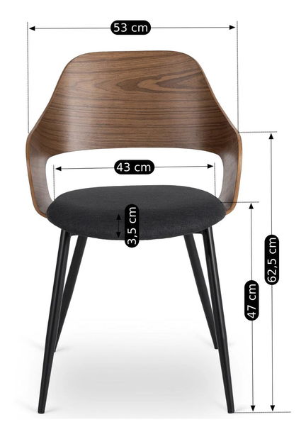 Blagovaonska stolica Obvio (orah + crna) 