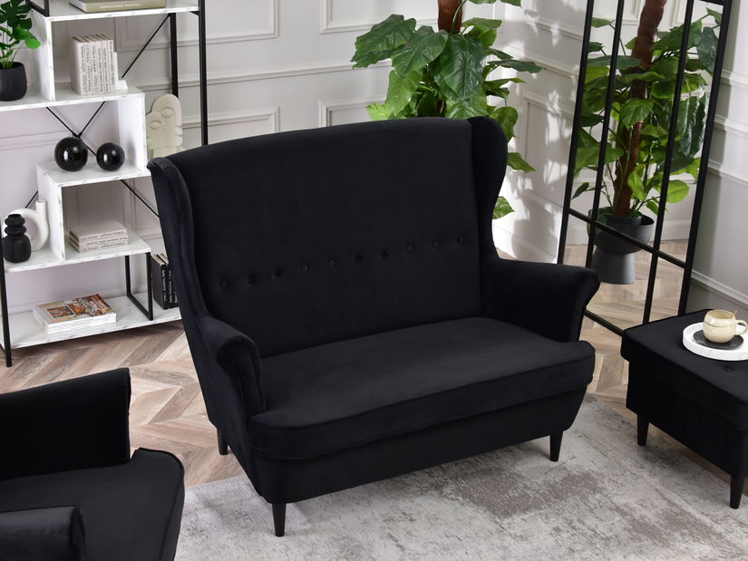 Pohovka dvojsedačka v tvare ušiak Muriera (čierna + biela)