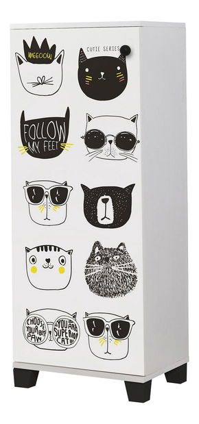 Dulap pentru pantofi Feliz Cats (alb + negru)