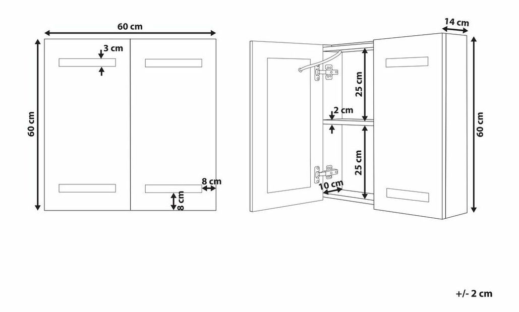 Kúpeľňová skrinka Thabit (biela) (s osvetlením)