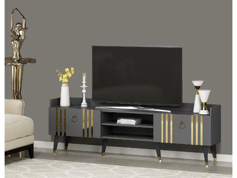 TV asztal/szekrény Netibo 1 (antracit + arany) 