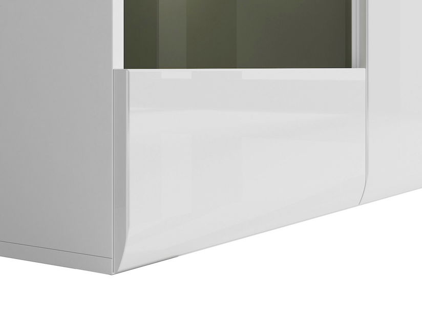 Vitrină Azteca Trio KOM2W1D3S/10/15 (alb + alb lucios) (cu iluminat)