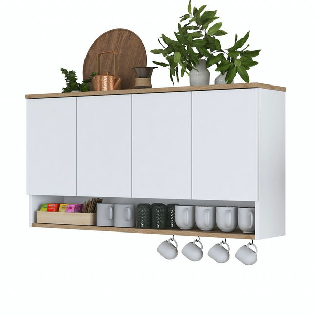 Dulap superior de bucătărie Jeano (nuc + alb)