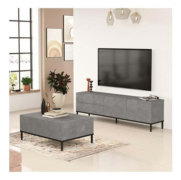 Set mobilier living Levoretta 35 (gri + negru)