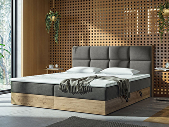 Franciaágy Boxspring 160 cm Bolondra (arany kézműves tölgy + soro 97)