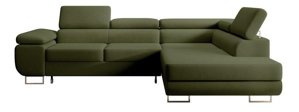 Rohová sedacia súprava Stiletto (P) (zelená + strieborná)