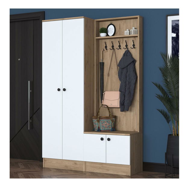 Set za predsoblje Bivake 2 (bijela + orah)