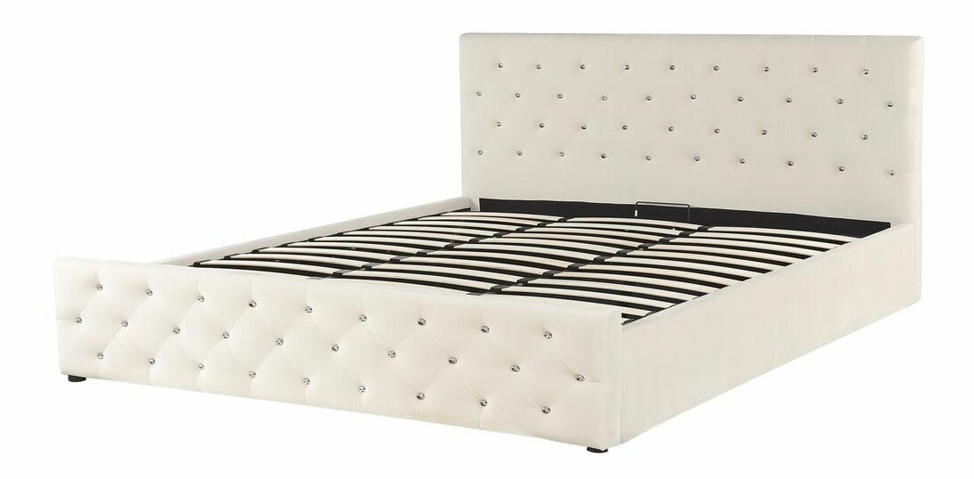 Bračni krevet 180 cm AMESIA (bež) (s podnicom i prostorom za odlaganje)