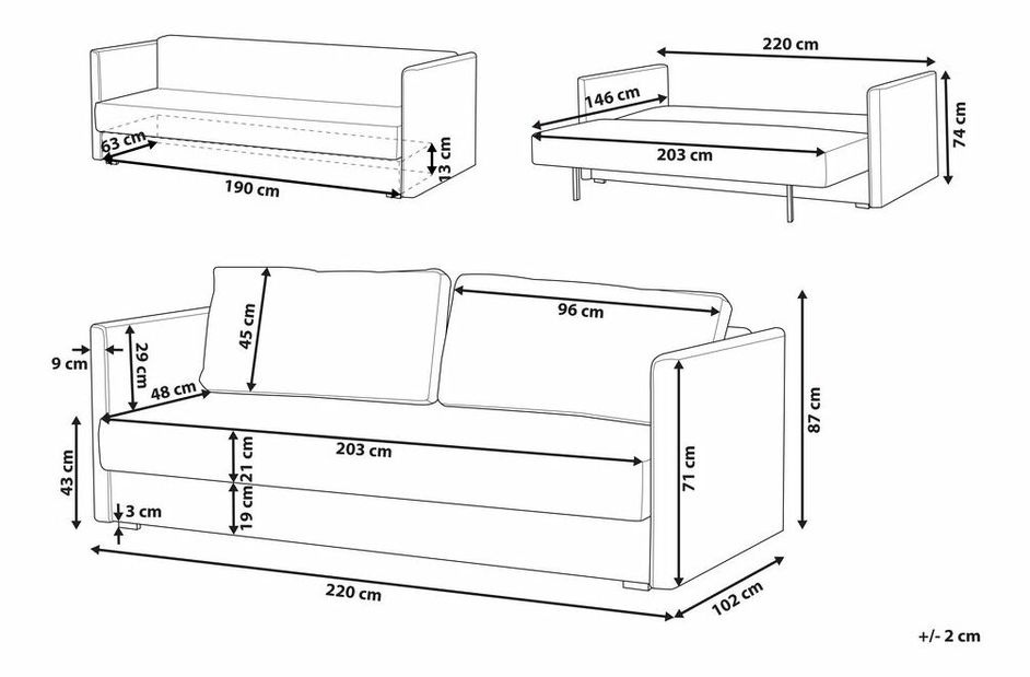 Pohovka trojsedačka Esher (svetlosivá)