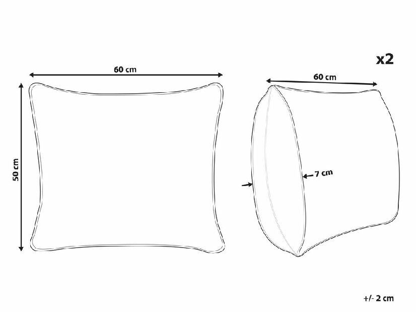 Set 2 kom. jastuka 50x60 cm MOJAVE (bijela)