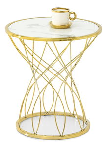 Konferenčný stolík Favorezcan (mramor + zlatá)