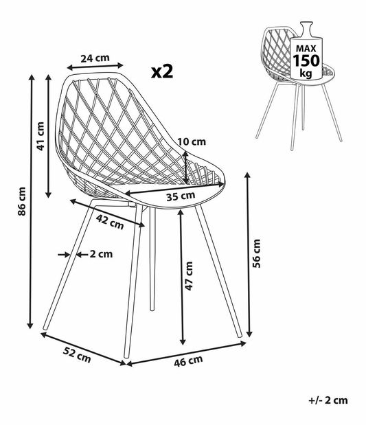Set 2 buc. scaune de sufragerie CANOR (alb)