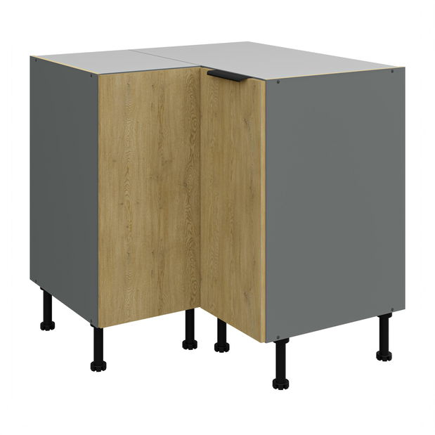 Dulap inferior de bucătărie de colț Carminia 90x90 DN 2F BB (stejar cremona + antracit)