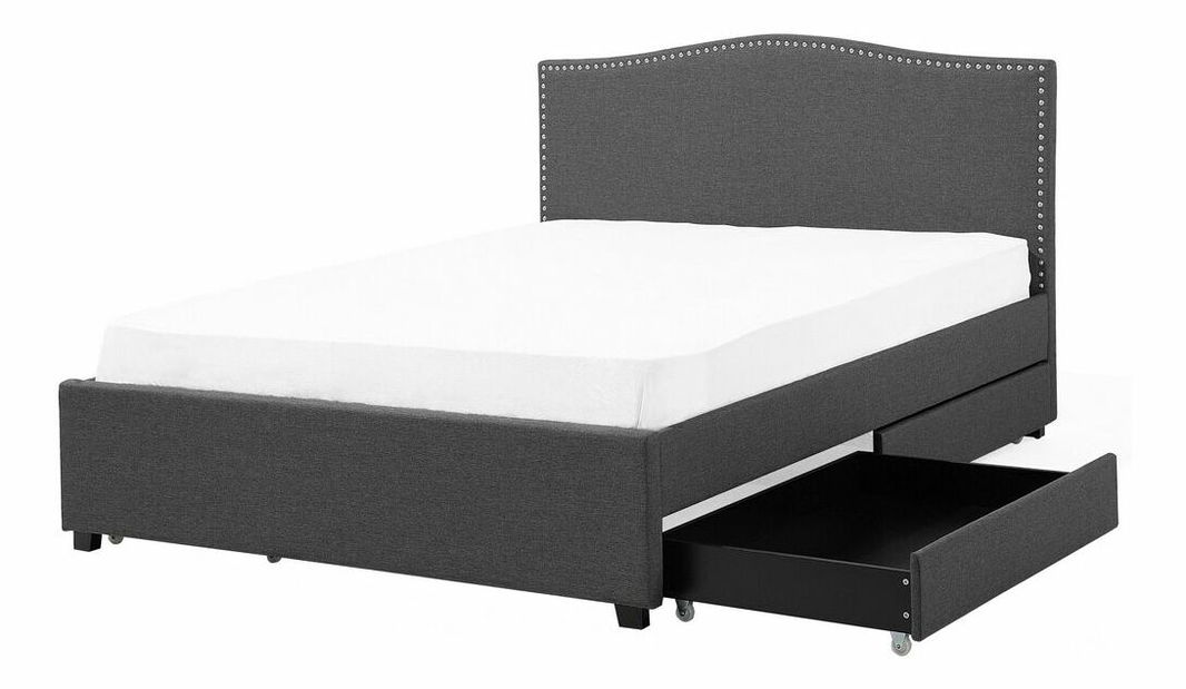 Manželská posteľ 180 cm MONTHY (s roštom, úl. priestorom a bielym LED osvetlením) (sivá)