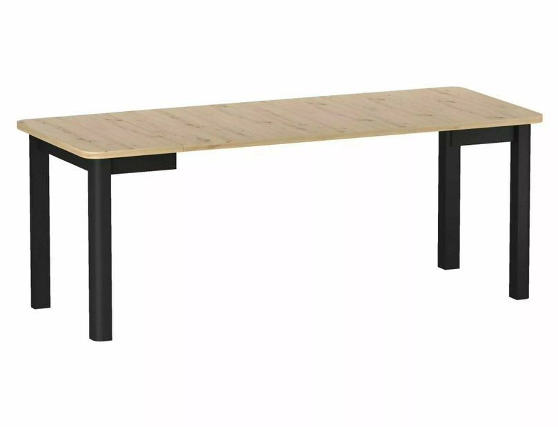 Jedálenský stôl Okkunso 80 (čierna + dub artisan) (pre 4 až 8 osôb)