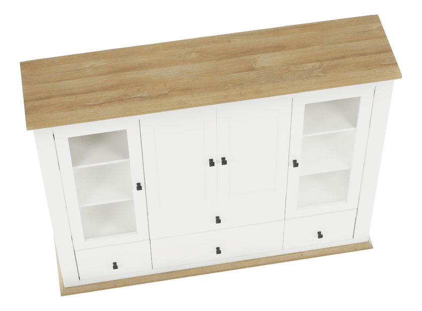 Vitrină Leoras MZ6 (alb + stejar grand)