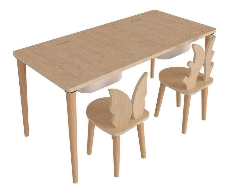 Dječji kreativni stol s 2 stolice Tevenko 1 (breza)