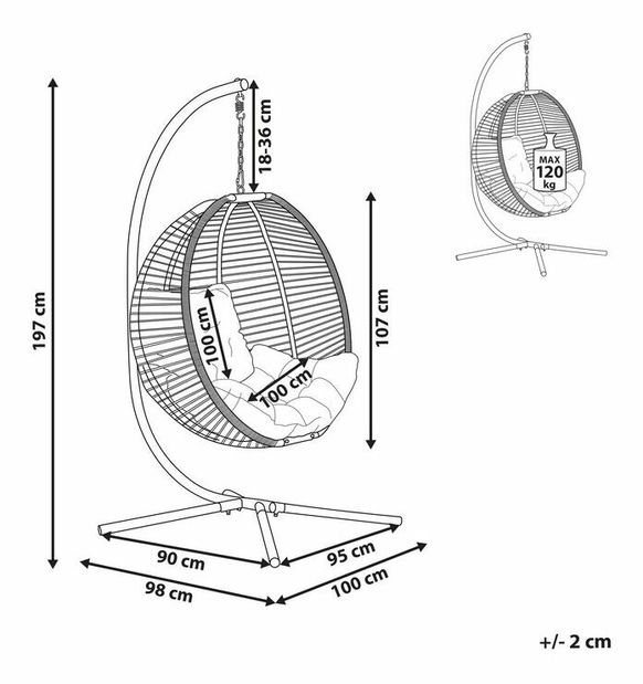 Fotoliu suspendat Arko (bej)