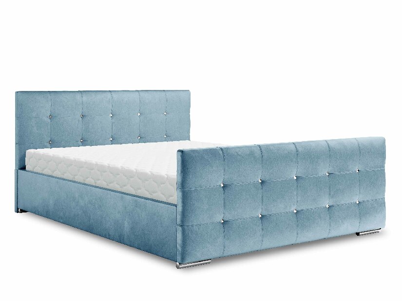 Manželská posteľ 140 cm Darrin (modrá) (s roštom a úložným priestorom)