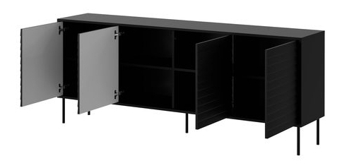 Set mobilier living Hermano II (Negru + Nuc warnia) 