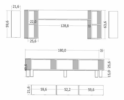 Set za dnevni boravak Simplicado (hrast + bijela)
