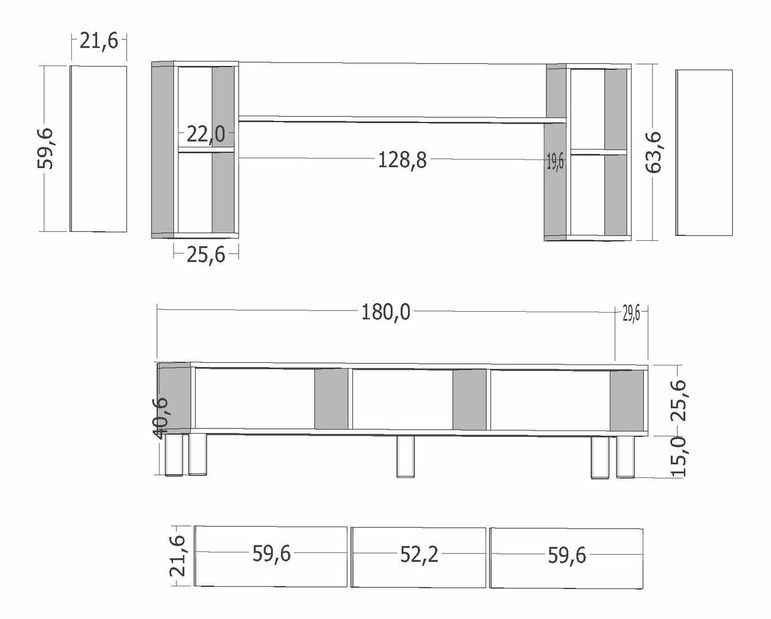 Nappali fal Simplicado (tölgy + fehér)
