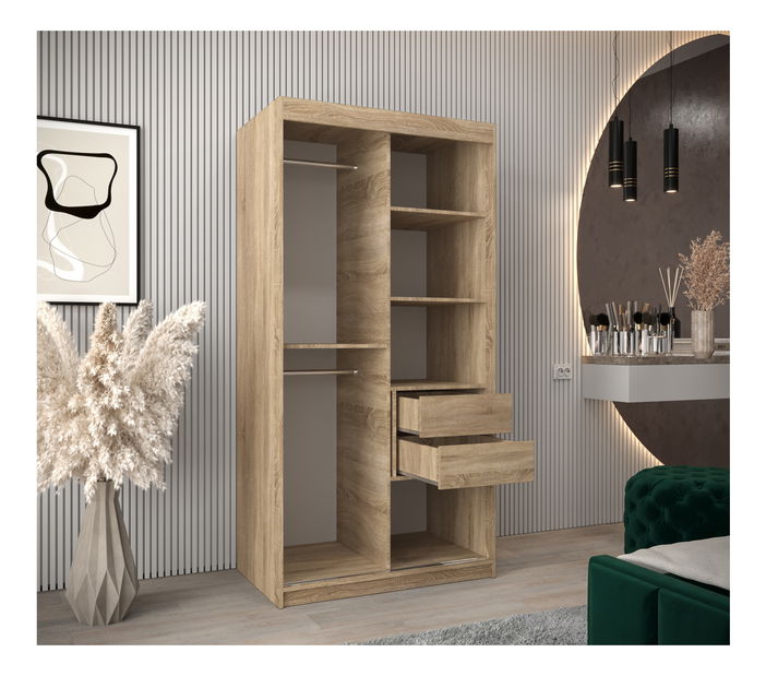Ormar za garderobu 100 cm Toki 3 (hrast sonoma + hrast sonoma)