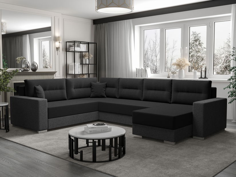 U alakú sarokkanapé Glide 3 (fekete + szürke) (B)
