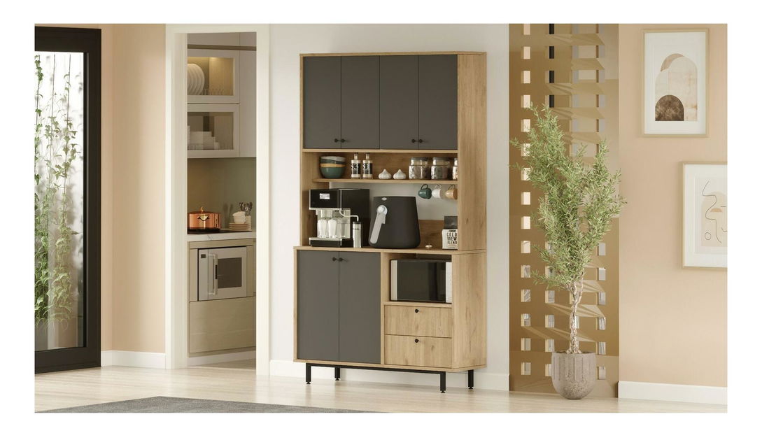 Dulap cu rafturi Rebutia 7 (stejar + antracit)