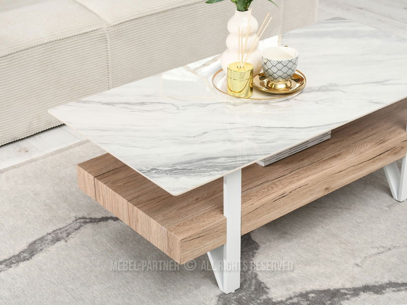 Stolić za kavu Bohac (sivi mramor + bijela)