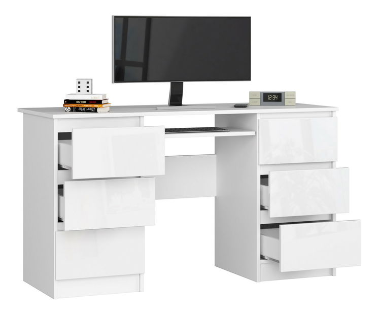 PC asztal Behati (fehér + fényes fehér)