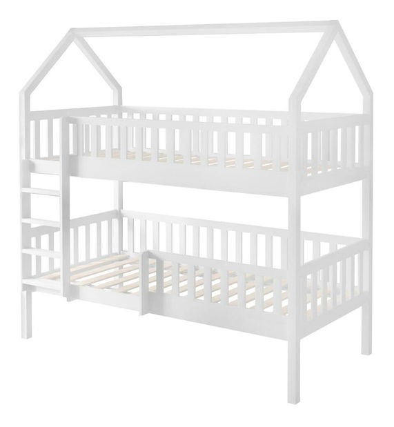 Pat etajat pentru copii , cu pat suplimentar 90 cm Virtuoso (alb) (cu somieră) (cu sp. depozitare)