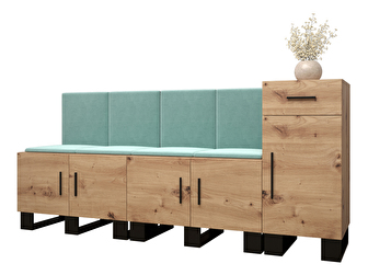 Set mobilier pentru hol Amanda 17 (Stejar artisan + verde)