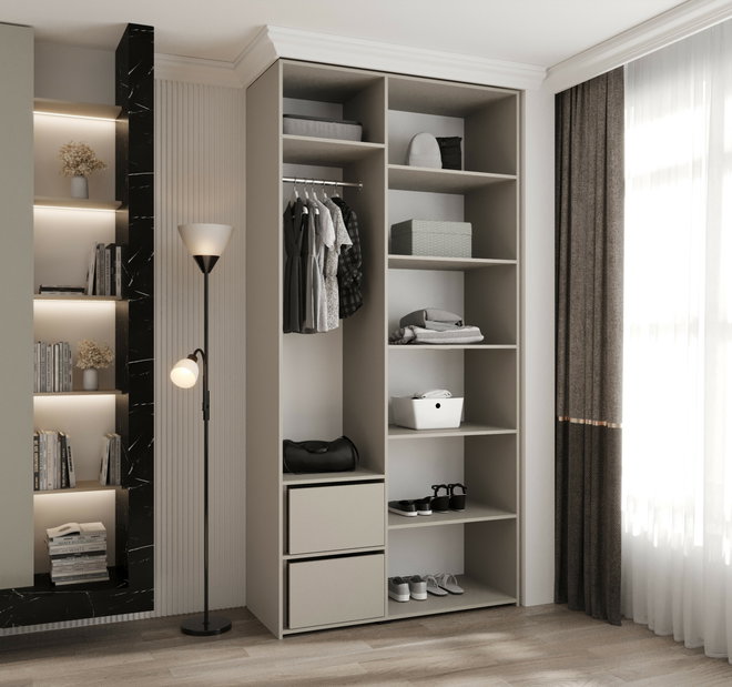 Ruhásszekrény 120 cm Carmela 50-1 (kasmír + fekete)