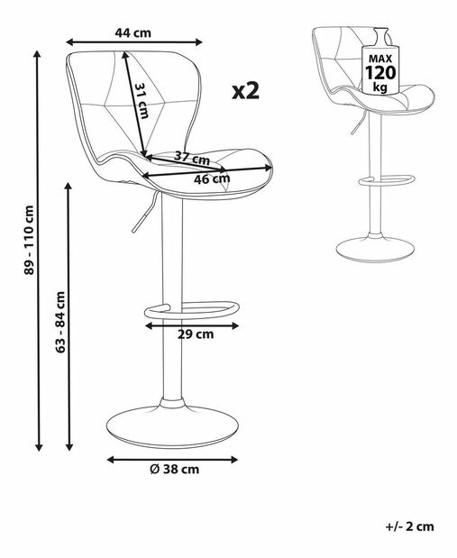 Set barskih stolica (2 kom.) VILLE (bež)