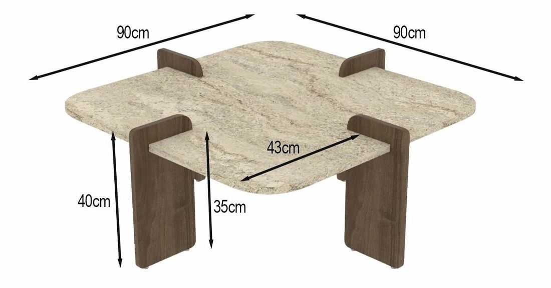 Konferenčný stolík Poalo (travertín + orech)