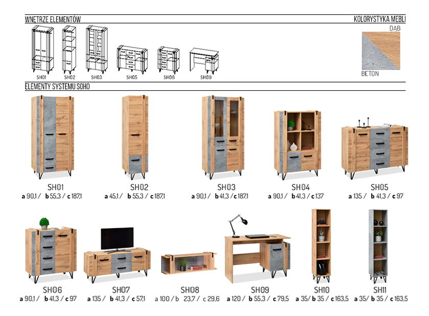 Mobilier living Subrayado 03 (stejar + negru)