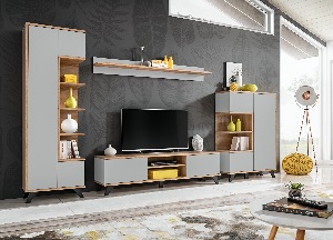 Mobilier living Betsy 20 RVPG BA (gri perlă + stejar riviera)