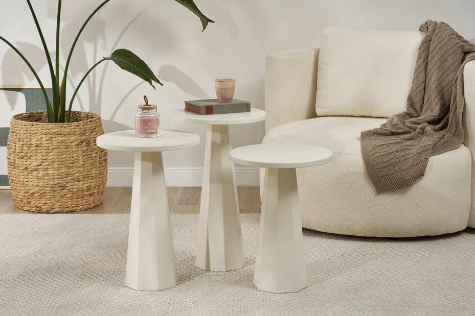 Set 3ks. príručných stolíkov Lilia (biela)
