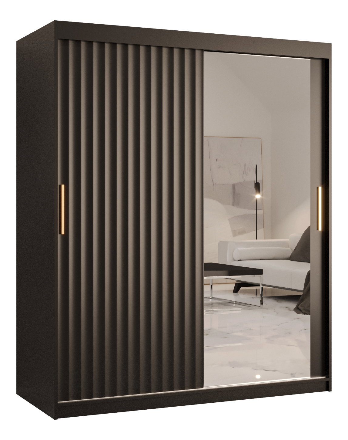 Ruhásszekrény tükörrel 180 cm Riana Wa 2 180 (fekete) 