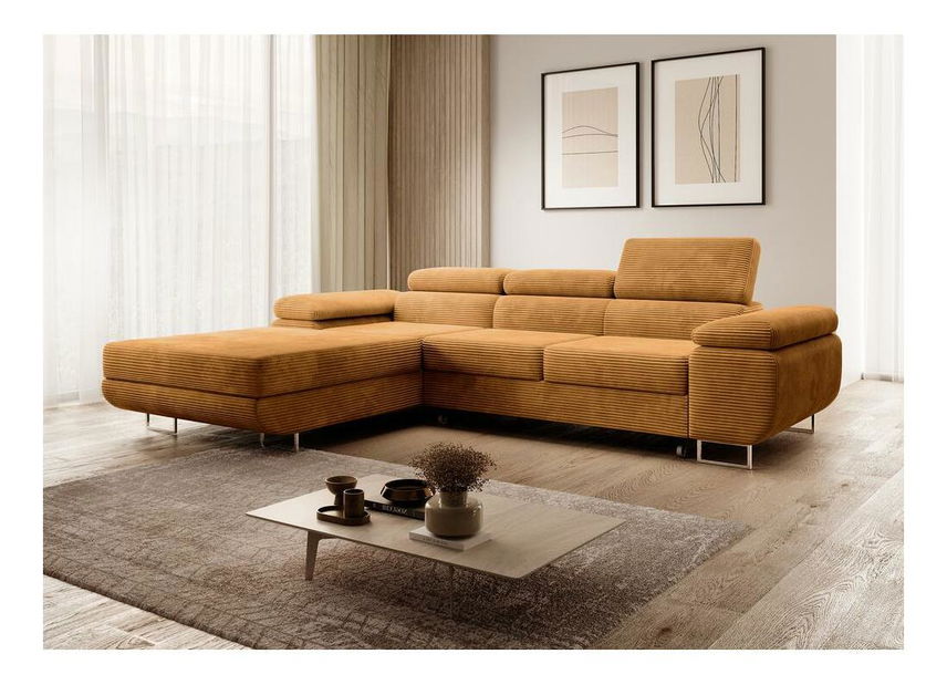 Rohová sedacia súprava Grande (L) (horčicová + chrómová)